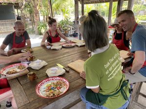 Learning about the dish  at Thai Farm Cooking School in Chiang Mai
