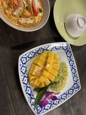 Mango sticky rice   at Thai Farm Cooking School in Chiang Mai