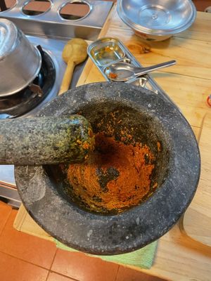 Make your own curry pastee  at Thai Farm Cooking School in Chiang Mai