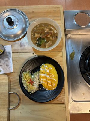 Massaman Curry and Dessert  at Thai Farm Cooking School in Chiang Mai