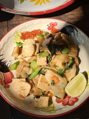 Pad see ew   at Thai Farm Cooking School in Chiang Mai