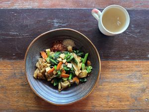 Pad see ew (without egg)  at Thai Farm Cooking School in Chiang Mai