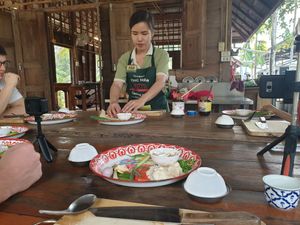 Making soup at Thai Farm Cooking School in Chiang Mai