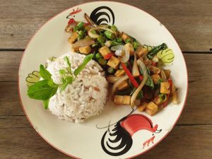 Stir fry at Thai Farm Cooking School in Chiang Mai
