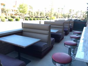patio area at Simon's Hot Dogs in Scottsdale