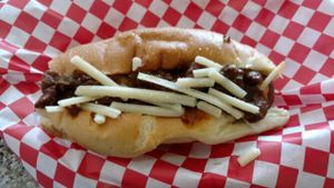 Vegan cowboy (missing 1 bite) at Simon's Hot Dogs in Scottsdale