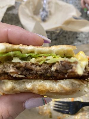 Delicious vegan burger  at Simon's Hot Dogs in Scottsdale