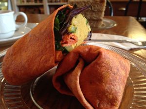 vegan hummus wrap at Tipple and Rose Tea Parlor and Apothecary in Atlanta