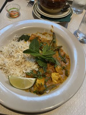 Vegan tikka masala with tofu  at FARMbloomington in Bloomington