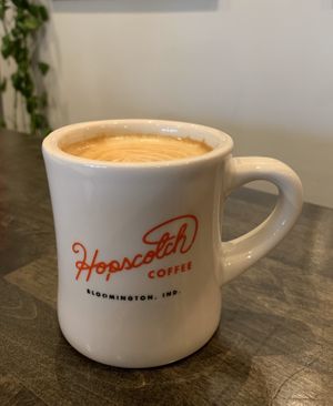 A cold winter day + an oat milk latte... at Hopscotch Coffee in Bloomington