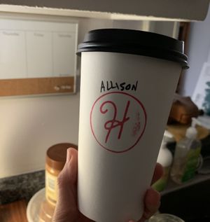 Giant latte! at Hopscotch Coffee in Bloomington