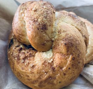 Spinach artichoke pretzel knot at Hopscotch Coffee in Bloomington