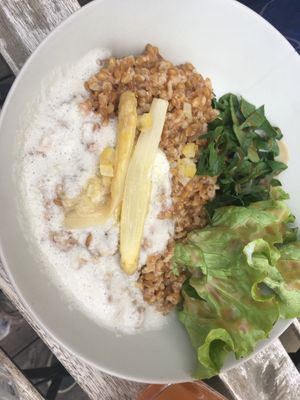 Risotto with asparagus  at Against the Grain in Lyon