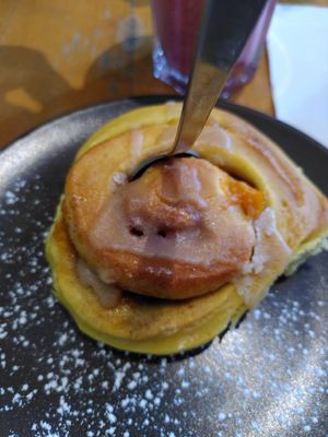 Pumpkin cinnamon roll at Against the Grain in Lyon
