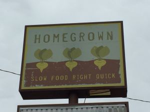 Signage on Merrimon at Home Grown in Asheville