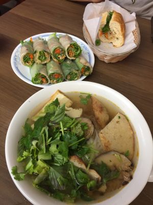 1/2 Veggie sub, Salad rolls & Pho at Dharma Garden Veggie Deli in Vancouver