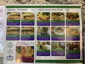Menu. Everything is vegan except #12 has milk. at Dharma Garden Veggie Deli in Vancouver