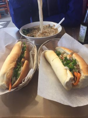 Fantastic bahn mi and pho. (sandwiches are number 4) at Dharma Garden Veggie Deli in Vancouver
