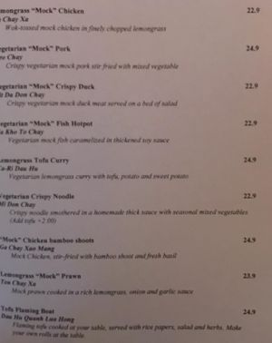 Menu 2 at Bay Hong in Darlinghurst