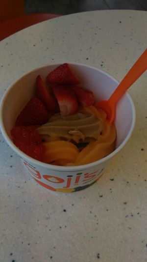cashew milk and orange sorbet  at Goji's in Moncton