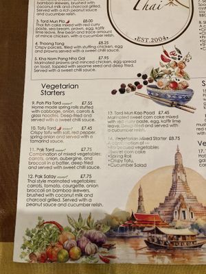 Starter options  at Simply Thai in Buxton