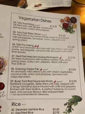 Main options  at Simply Thai in Buxton