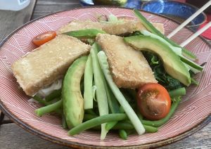 Salad with tofu (dressing in separate bowl) at Bento Box - City Center in Cologne