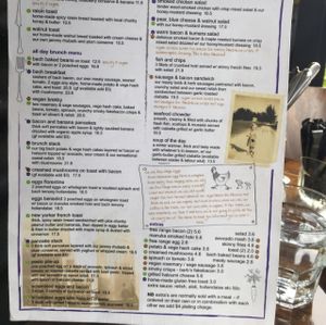 menu bottom half  at Bach on Breakwater in New Plymouth