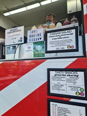 New salad and hash browns at Woking Amazing in Northcote