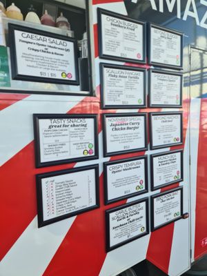 Latest menu,  lots of new things to try at Woking Amazing in Northcote