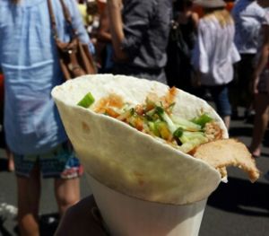 Presenting the duck wrap! Delicious, fresh with no shortage of da (mock) duck at Woking Amazing in Northcote