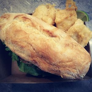 Our Surf n Turf Shiitake steak sandwich. at Woking Amazing in Northcote