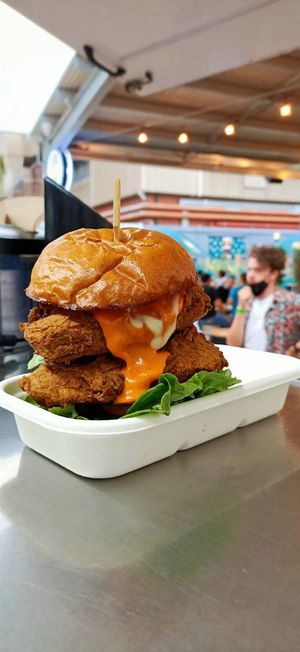 Zingy Tofu Southern-Fried Burger at Woking Amazing in Northcote