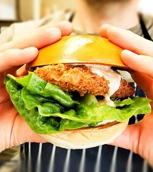 Caesar Southern Fried Chickn Burger at Woking Amazing in Northcote