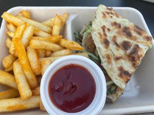 Peking duck pancakes and smoky  fries   at Woking Amazing in Northcote