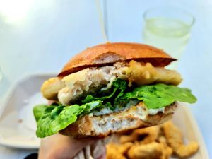 Vegan Fish Burger at Woking Amazing in Northcote