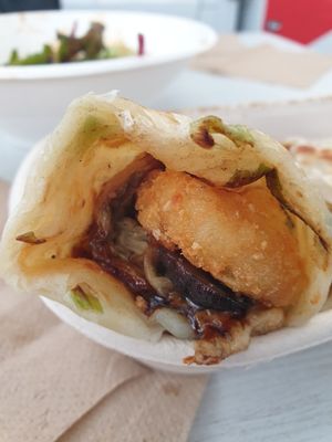 Eggy roll w/mushrooms $17.00: OMG so good, and that sauce at Woking Amazing in Northcote