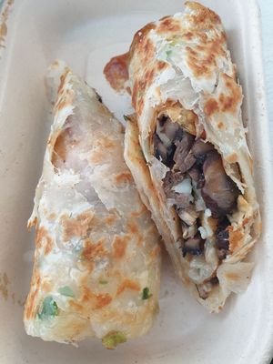 Eggy roll w/mushrooms $17.00 at Woking Amazing in Northcote