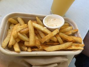 Delicious fries with smoky mayo  at Woking Amazing in Northcote
