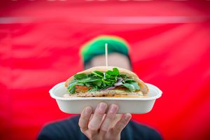 The Beast with Shiitake Steak, Zingy BBQ sauce and Salad at Woking Amazing in Northcote