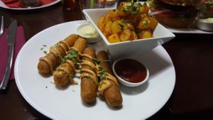 Hot dogs with home fries at Ayana in Petach Tikva