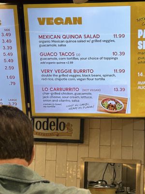Vegan menu!  at ORD - Burrito Beach & B Smooth - T3 in Chicago