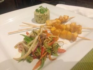 Pineapple Teriyaki Stir-Not-Fry w/Parsnip-Pistachio Rice at Liquid Light Cafe in Jackson