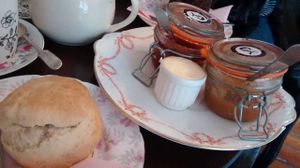 Cinnamon scone and dairyfree spread and jams at Casa Angelina in Edinburgh