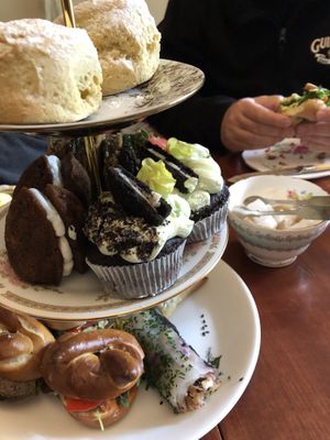 Vegan high tea for two.  Must call ahead.  They have oat milk and soy milk as well. at Casa Angelina in Edinburgh