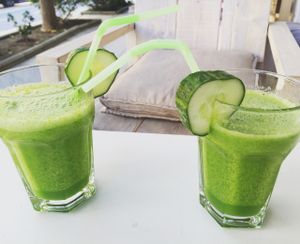 Green cleance super detox coldpressed juice at OWL Organic Market in San Pedro De Alcantara