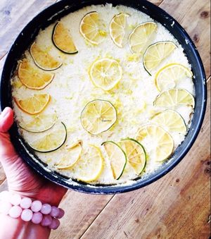 Vegan lemon cheesecake at OWL Organic Market in San Pedro De Alcantara