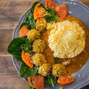 Vegan meatballs at OWL Organic Market in San Pedro De Alcantara