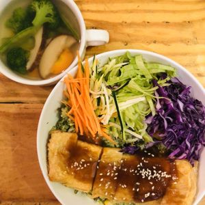 Green rice with lots of vegetables at LN Fortunate Coffee - Jogja in Yogyakarta