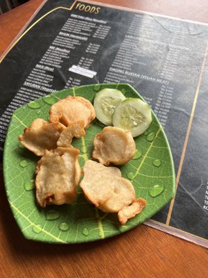 The “chicken fillet” actually made with mushroom and soy or something like that  at Lusidus in Yogyakarta